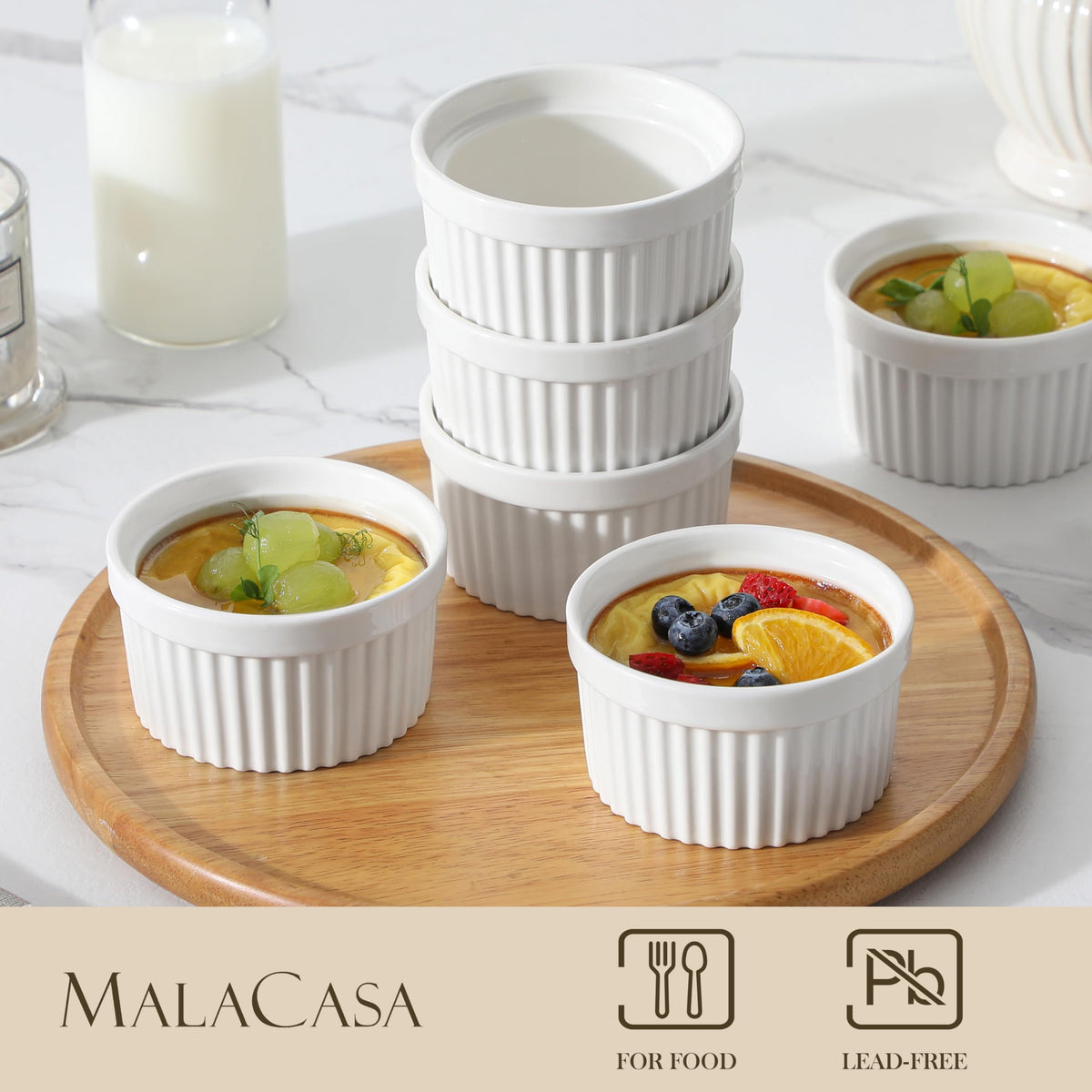 MALACASA pudding custard cups: versatile for desserts, sauces, and dipping servings
