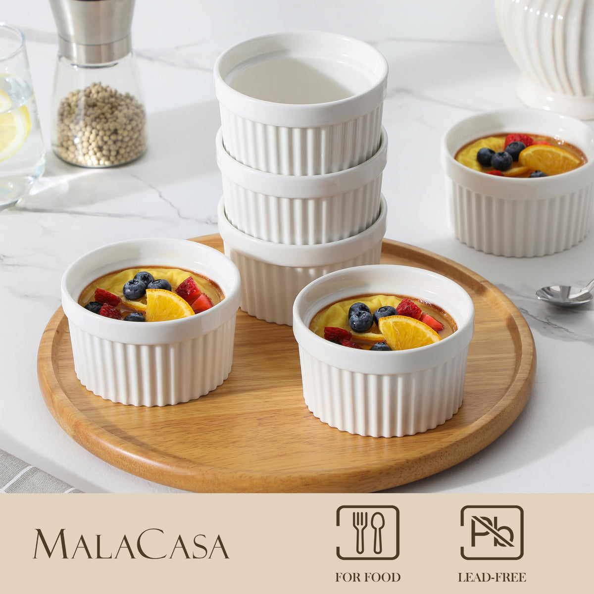 MALACASA porcelain pudding cups perfect for individual desserts