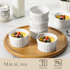 MALACASA pudding custard dishes 6oz porcelain perfect for creamy desserts and portion control.