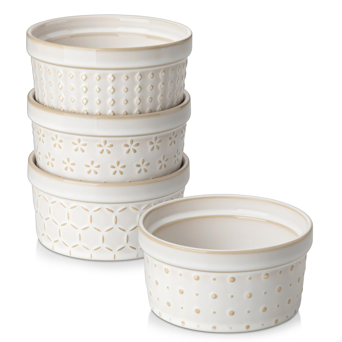 MALACASA 8oz arctic white ramekins for individual desserts and portions