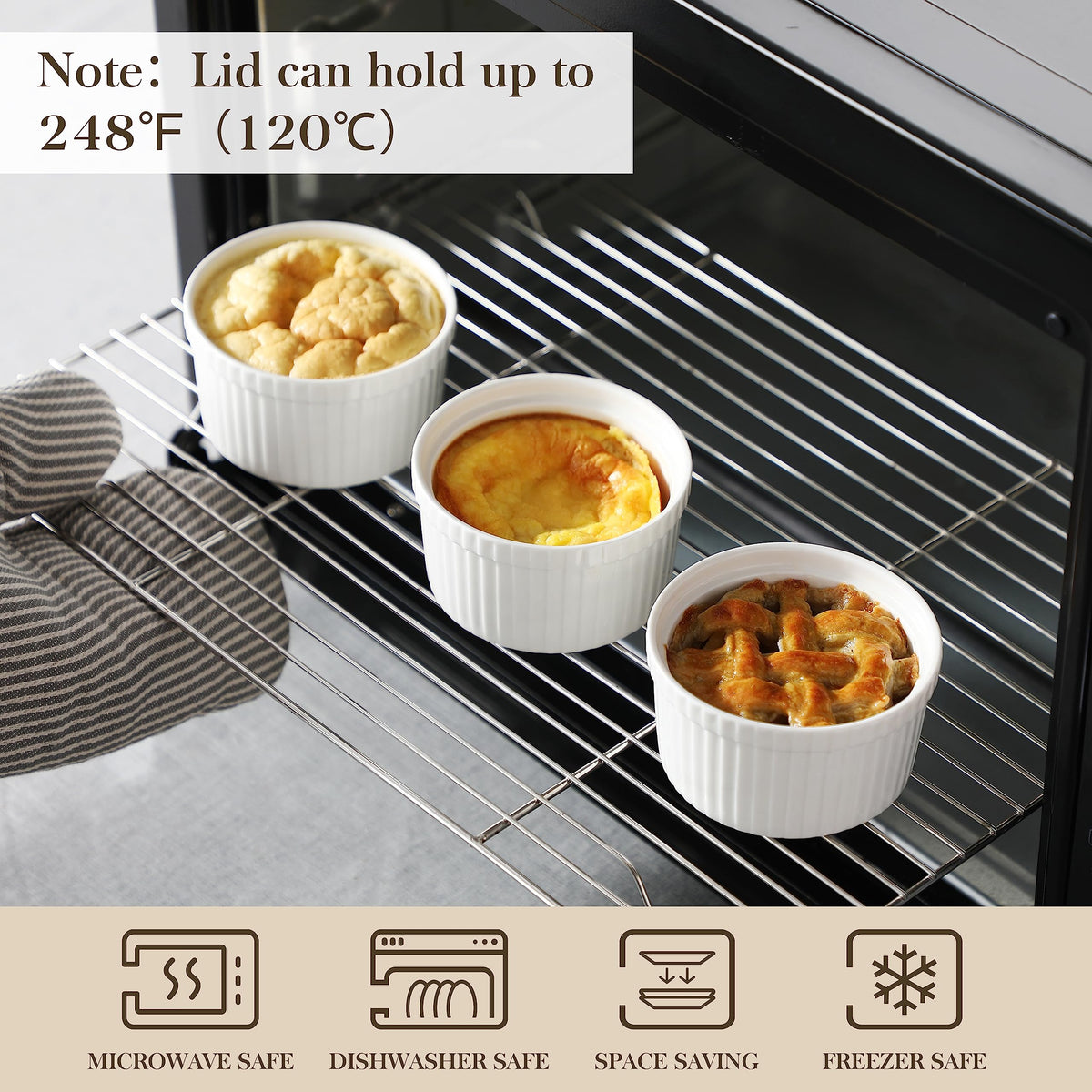 MALACASA ramekins with vented lid for easy opening and reseal.