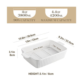MALACASA rectangular deep lasagna pan with handles for safe transfers.
