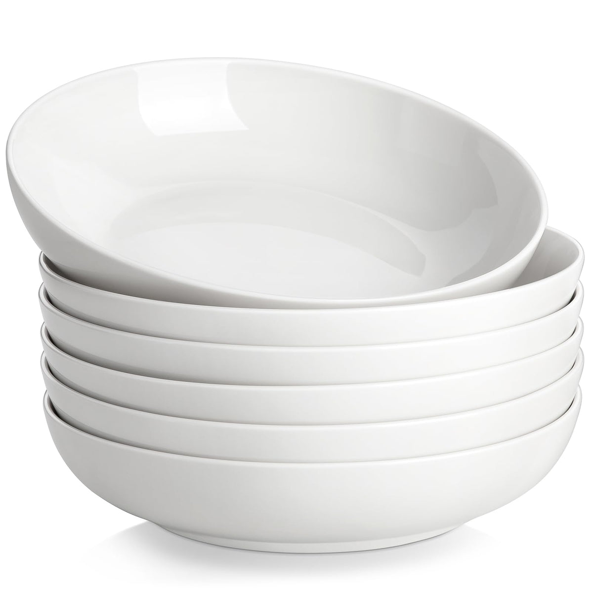 MALACASA regular-series large pasta bowls 42oz white ideal for hearty portions.
