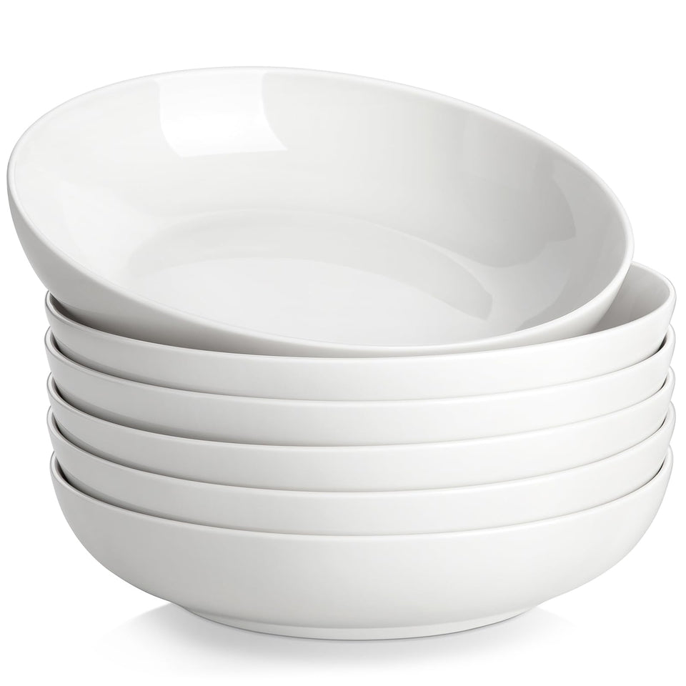 MALACASA regular-series large pasta bowls 42oz white ideal for hearty portions.
