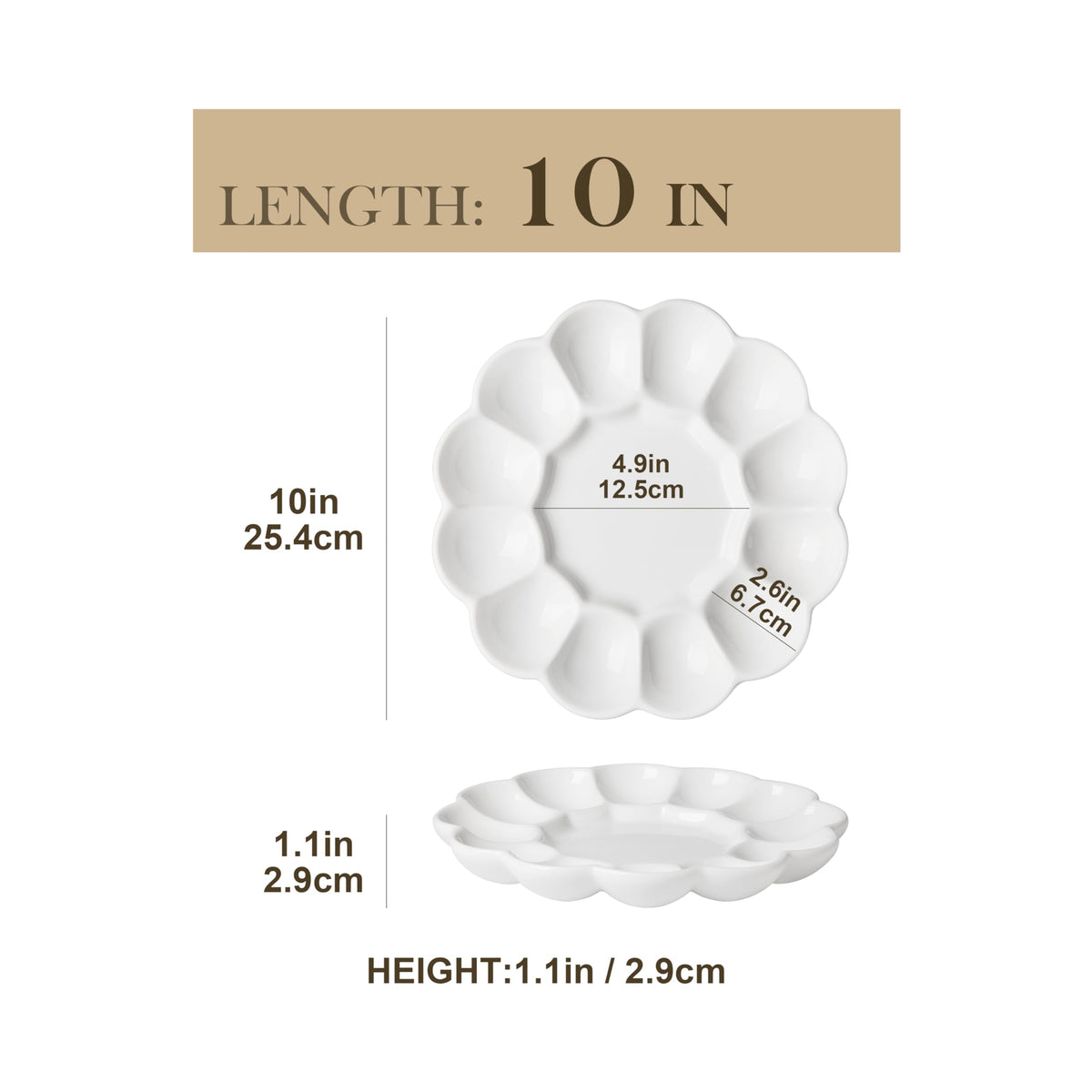 MALACASA round white ceramic egg platter for elegant holiday displays