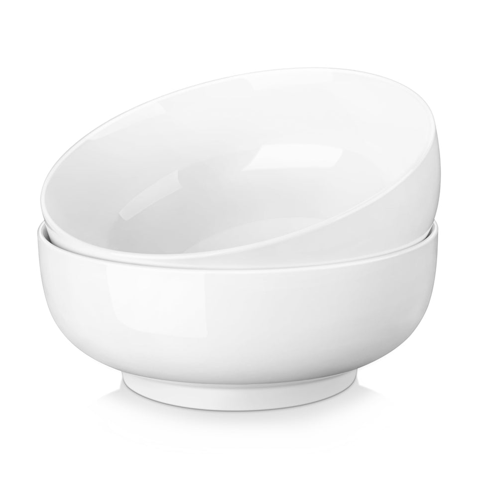 Top-down view of Malacasa serving bowls showing 114 oz capacity for family meals.