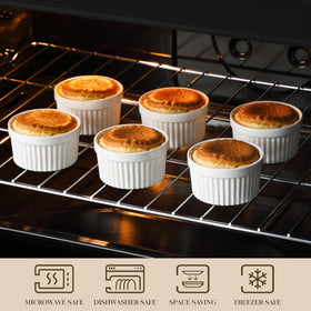 Malacasa souffle dishes in white porcelain for even baking