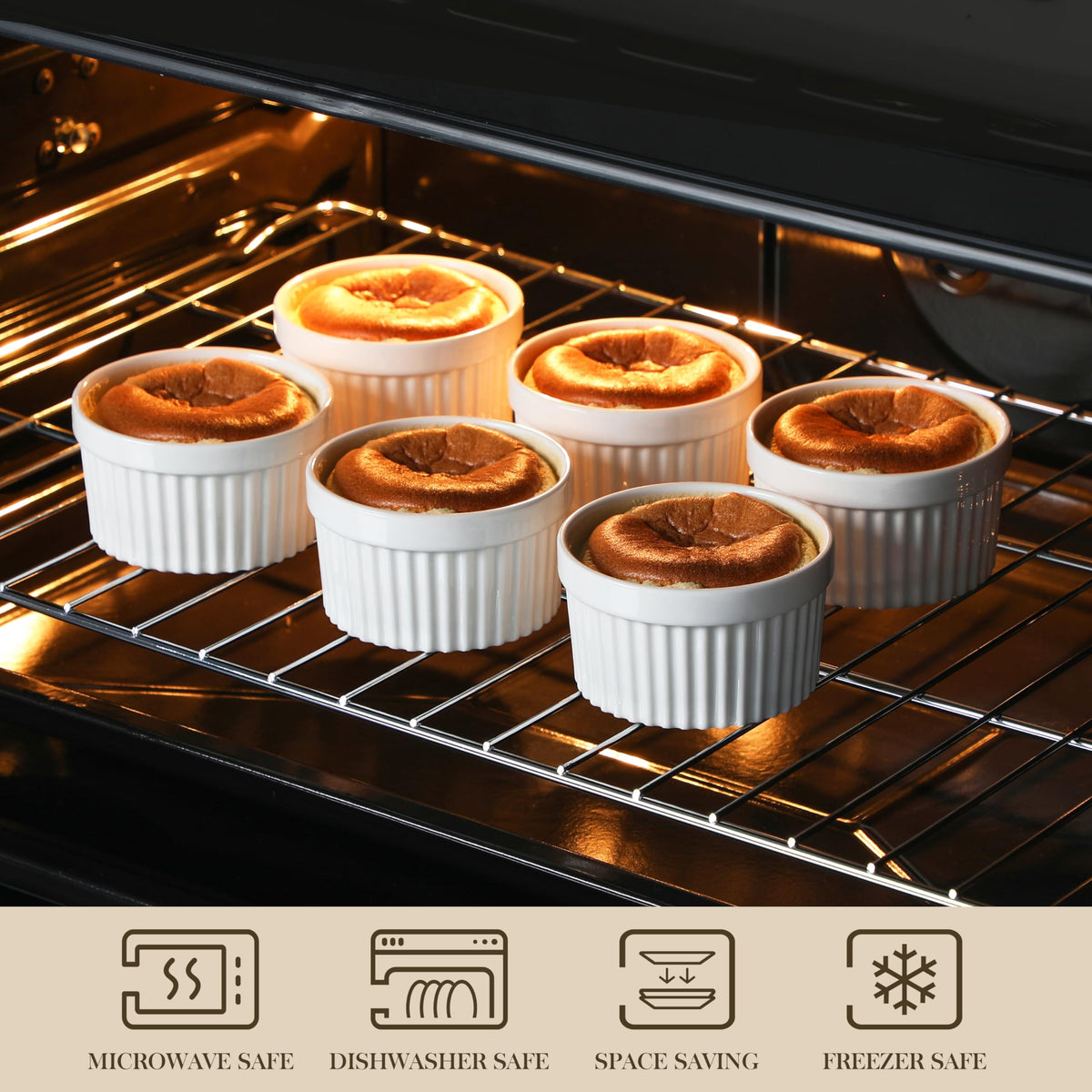 MALACASA soufflé dishes distribute heat evenly for fluffy results