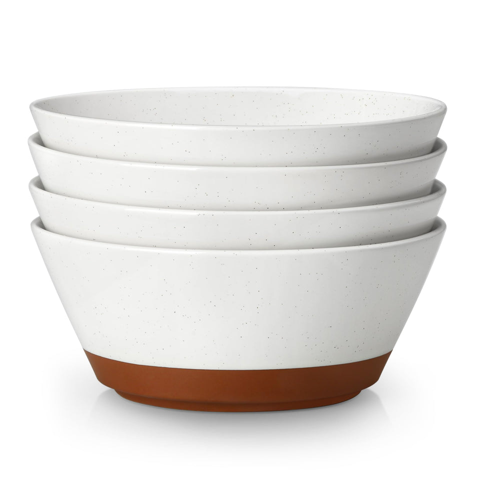 MALACASA vanilla-white speckled deep bowls inside view, 36oz capacity