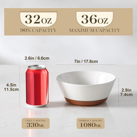 MALACASA vanilla-white speckled deep bowls, top view for ramen and cereals