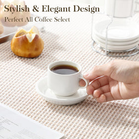MALACASA stackable cappuccino cups save space with a modern design.