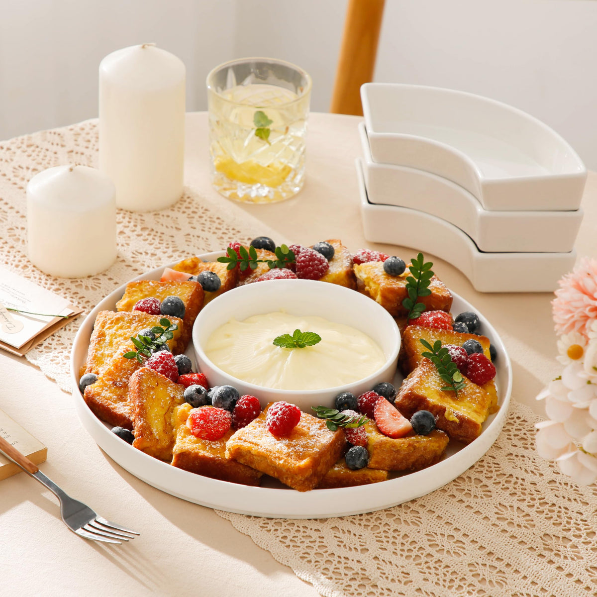 MALACASA stackable snack platter stores neatly in compact kitchens