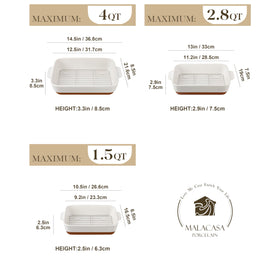 MALACASA Tara 13 inch rectangle baking dish ideal for casseroles and pasta