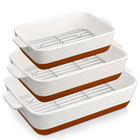 MALACASA Tara 14.5 inch rectangle baking dish with secure handles for oven-to-table use