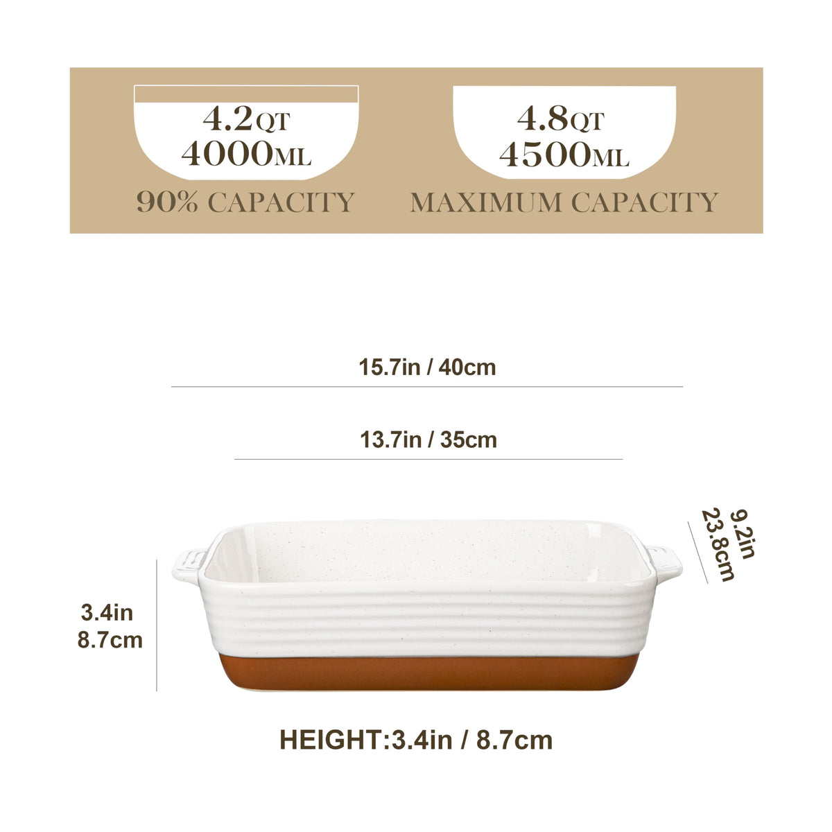 MALACASA Tara baking dish deep design suited for layered meals and hearty roasts.