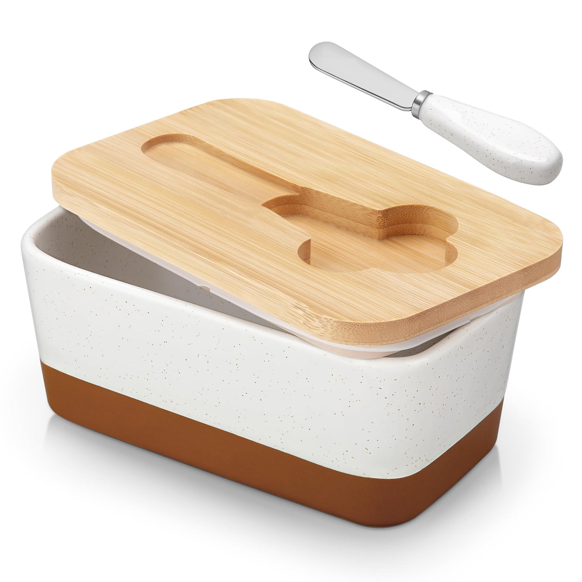 MALACASA Tara butter dish with lid showing airtight storage for fresh butter