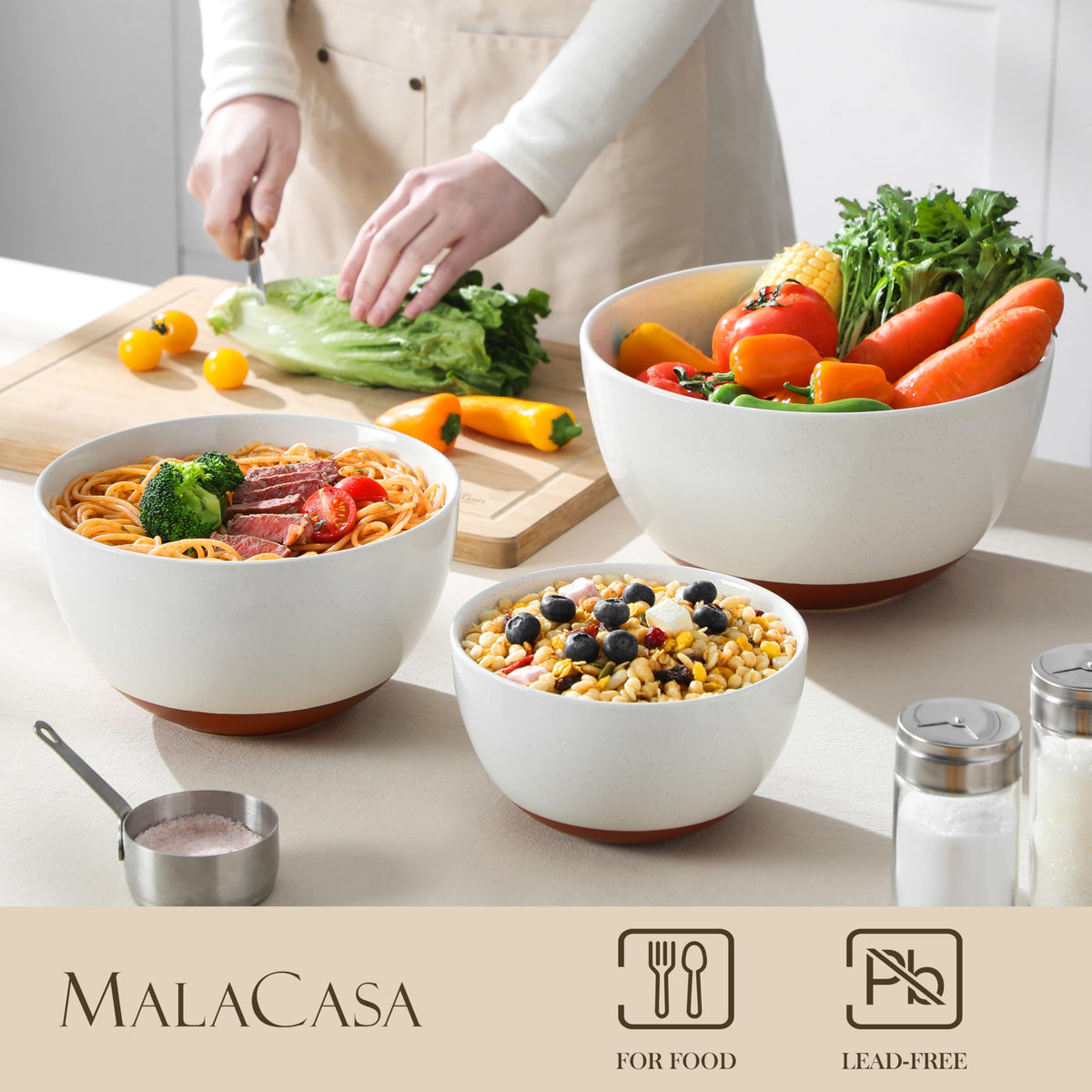 MALACASA Tara 2.5 qt bowl for salads and batters