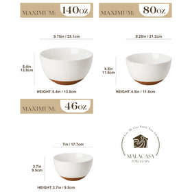 MALACASA Tara 4.38 qt dough kneading ceramic mixing bowl for family baking