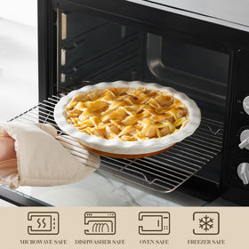 MALACASA Tara pie pan brown base with sesame glaze promotes even heat.