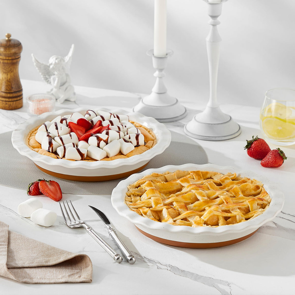 MALACASA Tara stoneware delivers durability and even heating for consistent crusts.