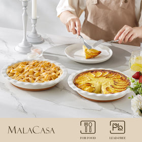 MALACASA Tara pie pan fluted edge shapes crusts beautifully and elevates presentation.