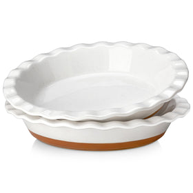 MALACASA Tara ceramic pie pan front view shows sturdy, stylish bakeware for pies.