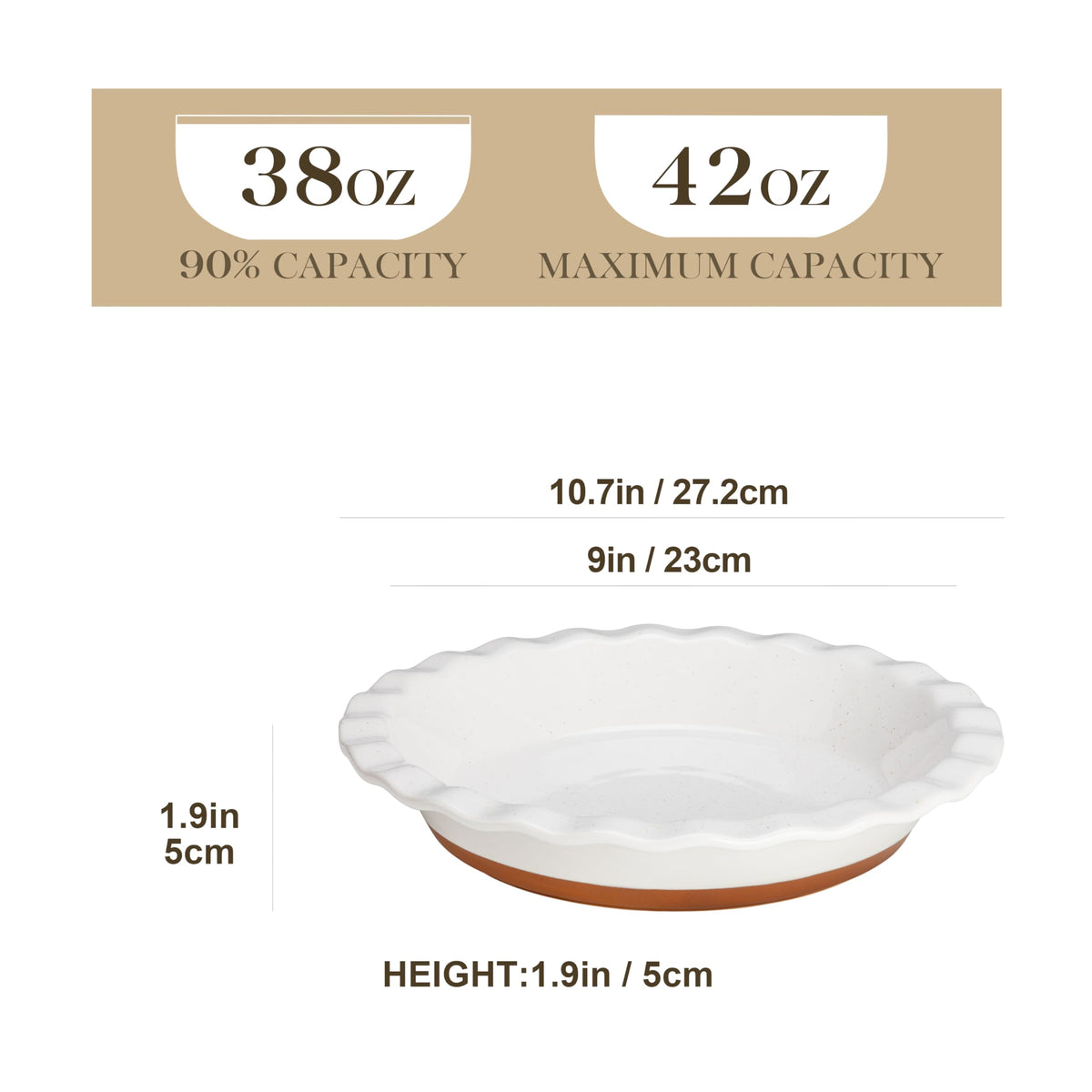 MALACASA Tara pie pan inside glaze ensures easy release and quick cleanup.