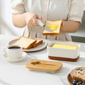 MALACASA Tara butter dish on dining table enhances kitchen ambiance