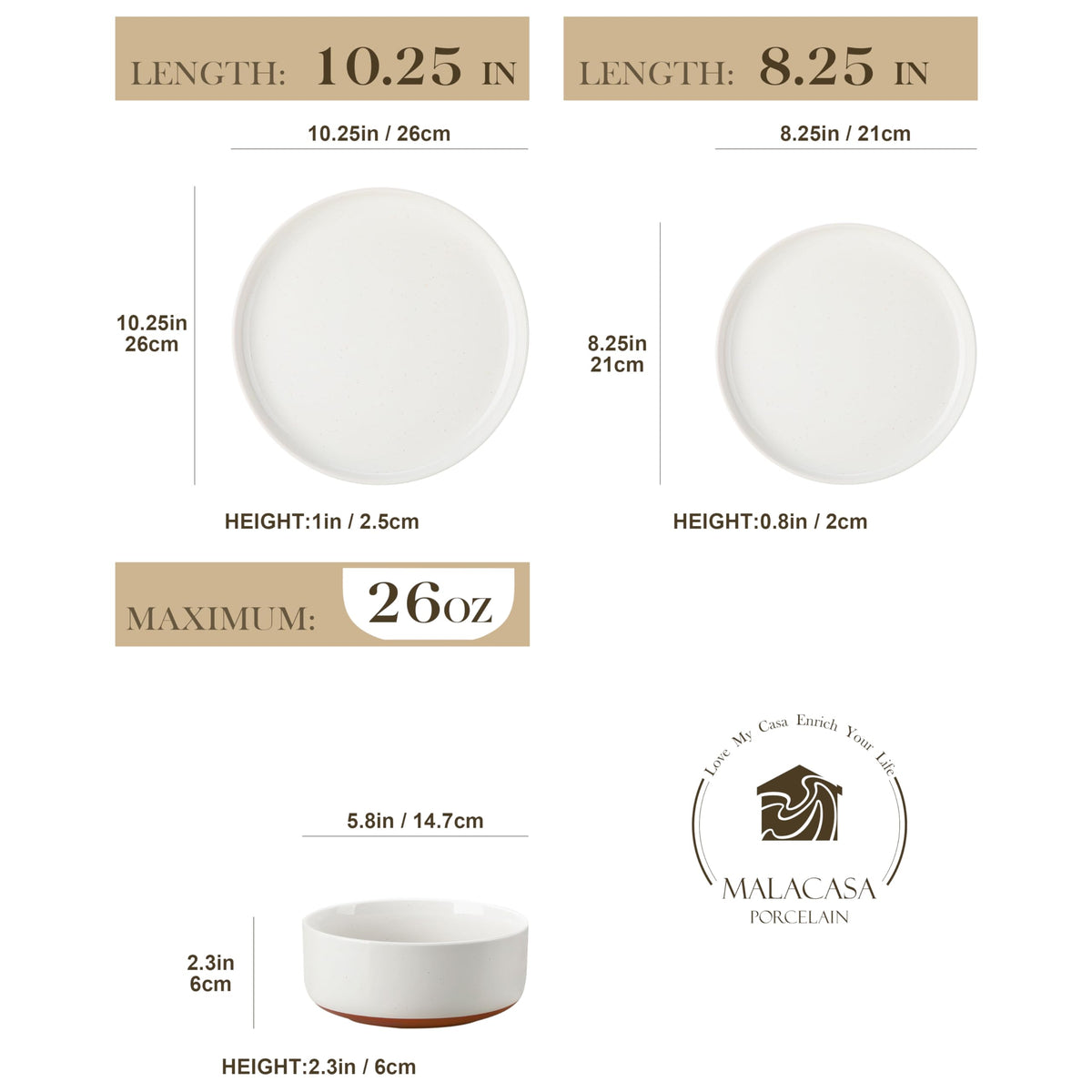 MALACASA Tara 8.25-inch salad plate for side dishes