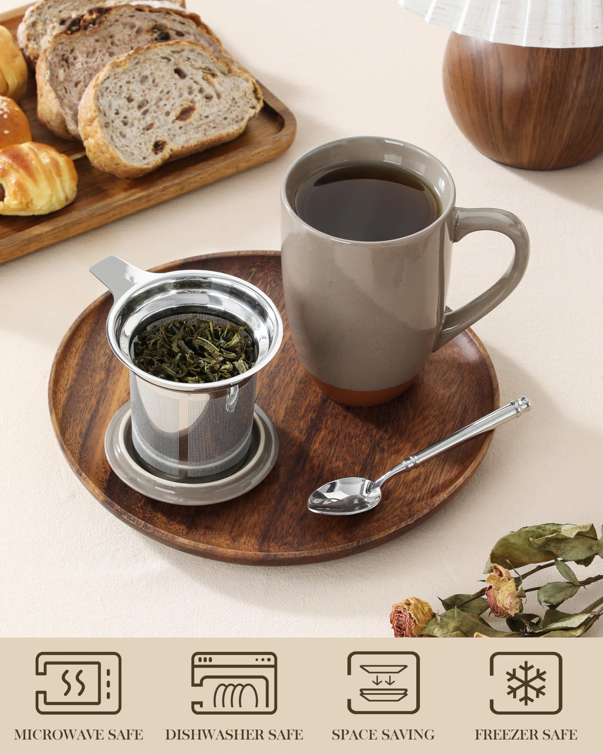 MALACASA 18-ounce capacity ideal for hearty morning brews.