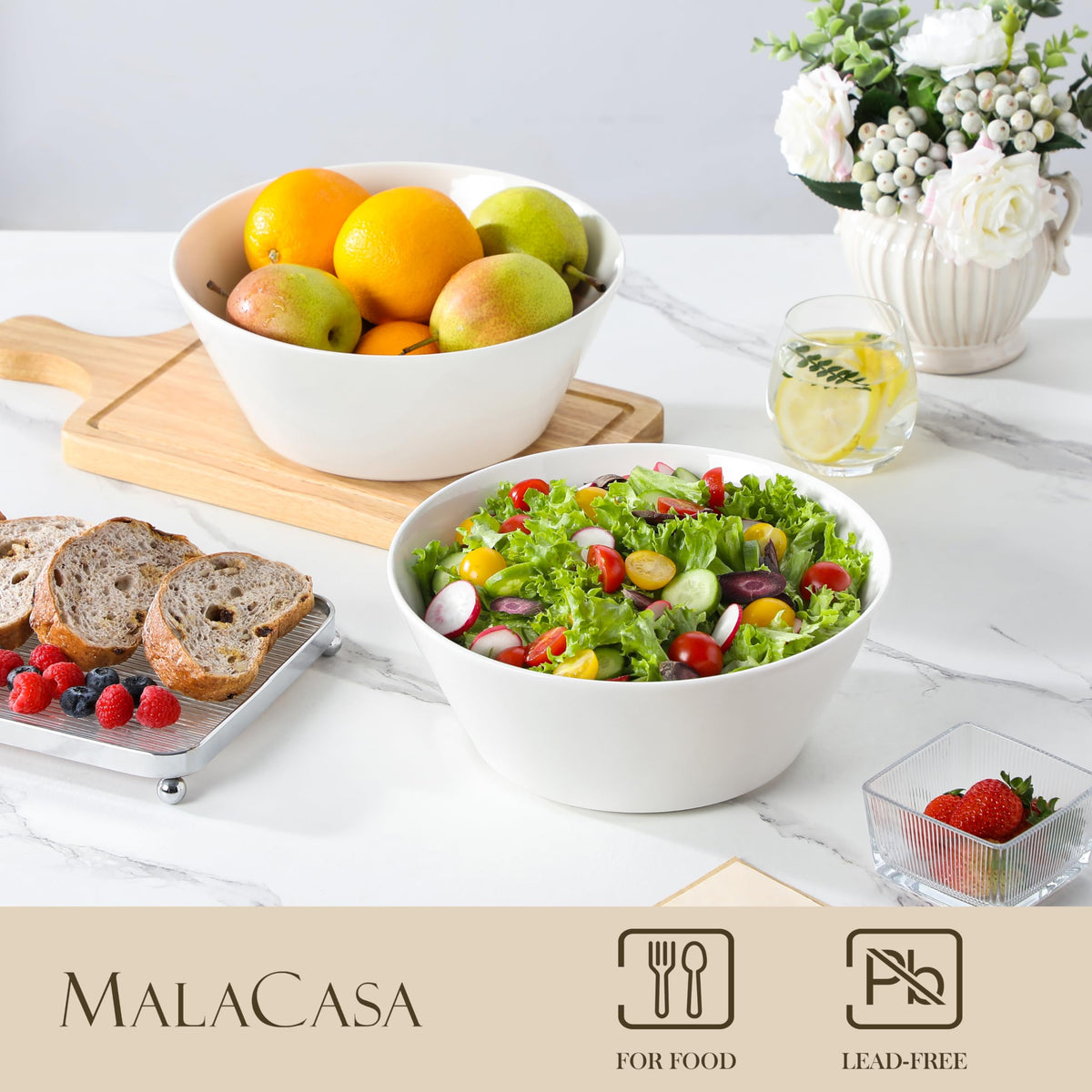 MALACASA white ceramic bowls ideal for hearty soups