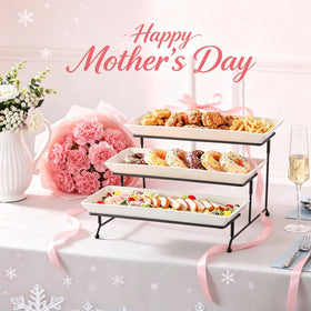MALACASA white ceramic tiered stand adds elegance to tables