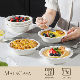 MALACASA white ceramic quiche pan is dishwasher-friendly and easy to clean.