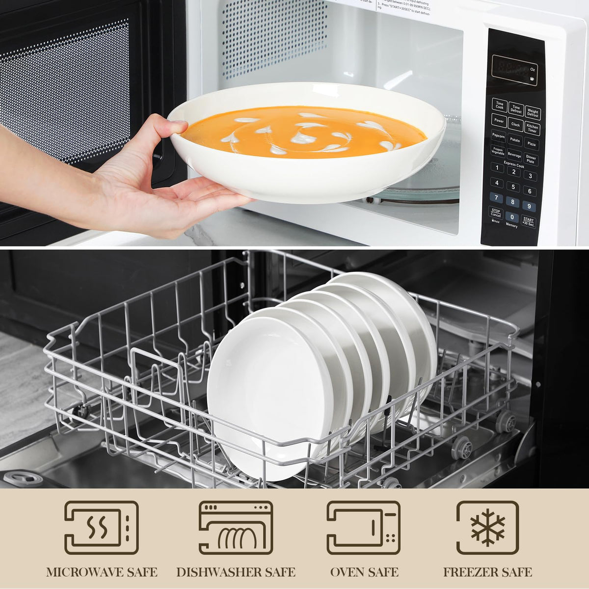 MALACASA wide shallow design prevents spills during meals.