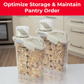 Dry food storage with rice and sugar, easy to dispense