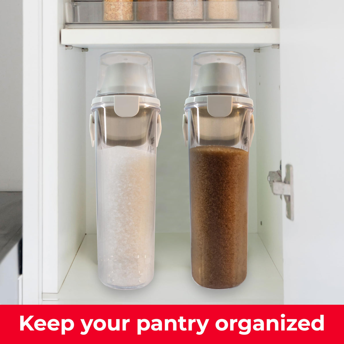 Stackable Malachite containers saving cabinet space
