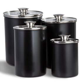 Malmo four-piece canister set on counter for easy pantry access.