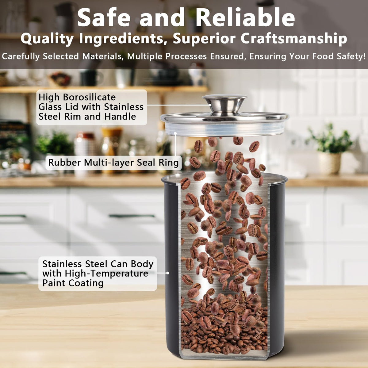 Transparent window on Malmo canister lets contents be seen at a glance.