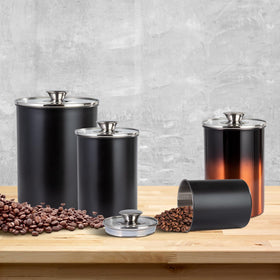 Durable Malmo canister set with warranty card highlights long-term use.