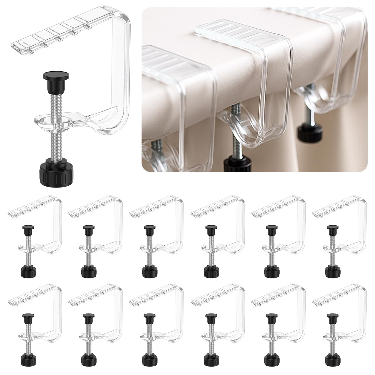 MALOGRILL clear tablecloth clip provides secure grip for outdoor dining.