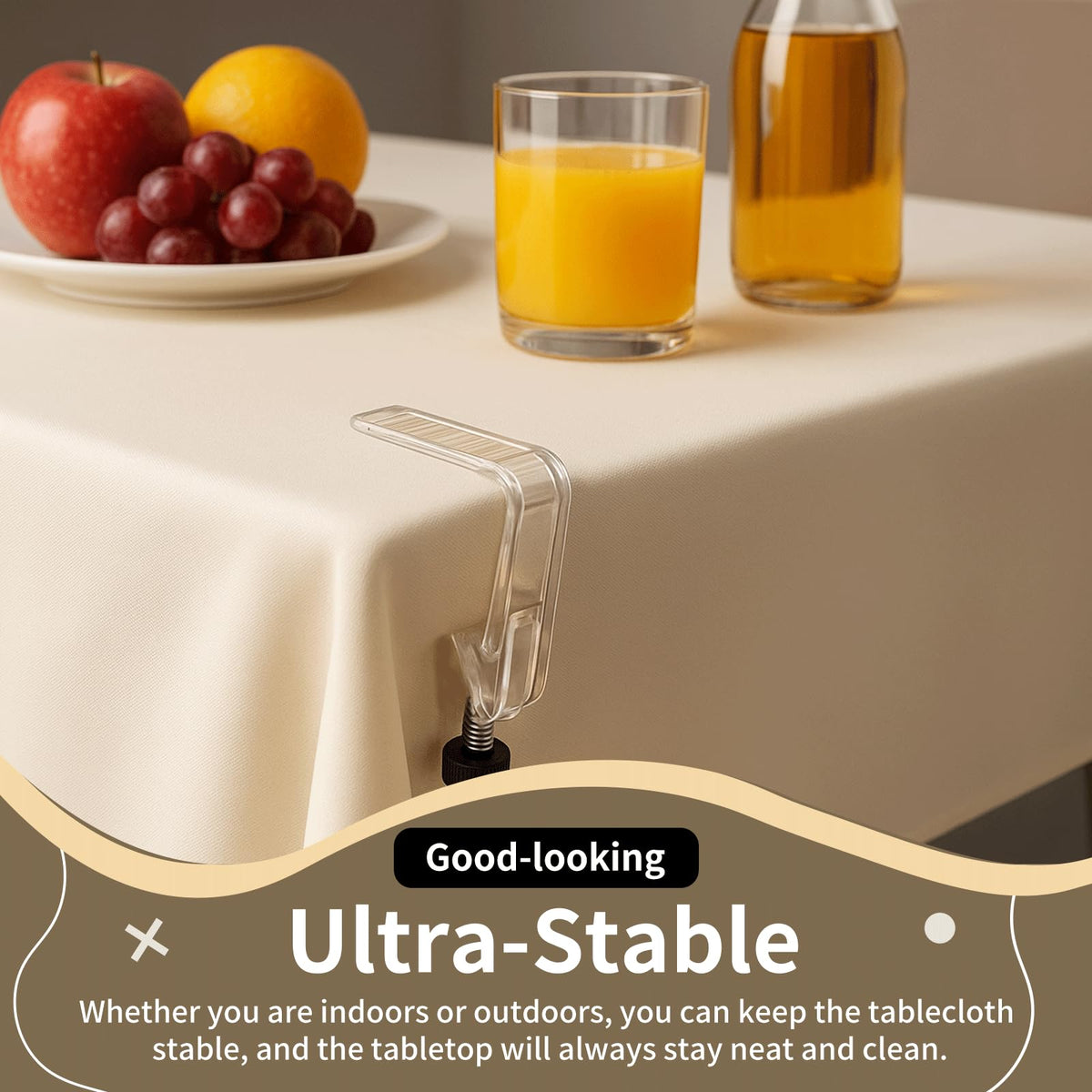 MALOGRILL clear clips with smooth surface protect fabrics and table finishes.