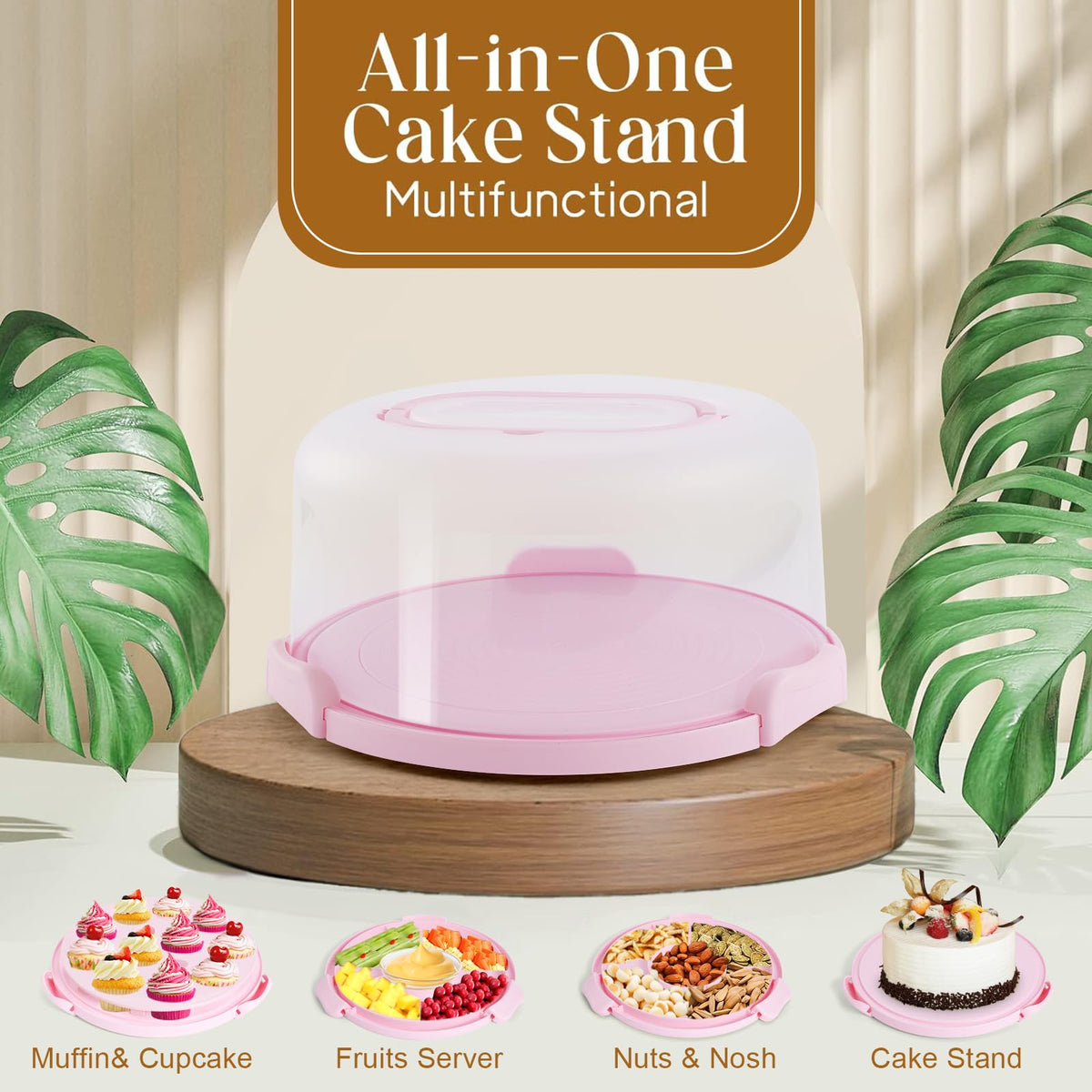 Mamajardin 10-inch cake carrier base ready to hold a cake securely.