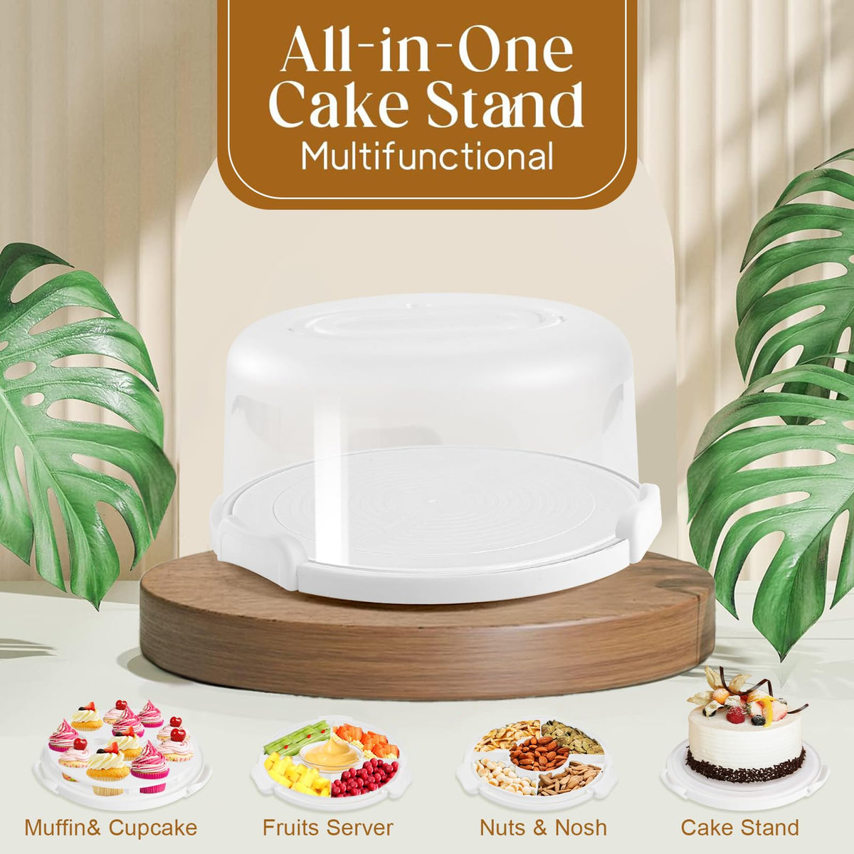 Mamajardin 10-inch cake tray fits a full cake and doubles as a cupcake carrier.