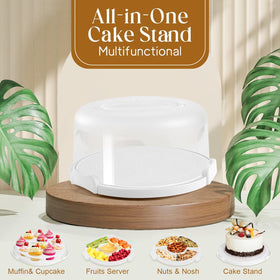 Mamajardin 10-inch cake tray fits a full cake and doubles as a cupcake carrier.