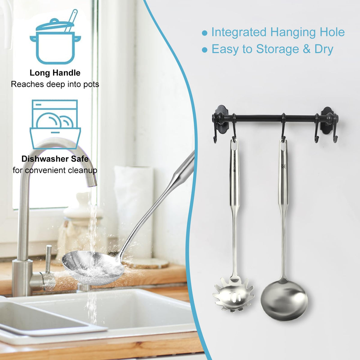 Mamajardin deep bowl ladle capturing generous servings of soup.