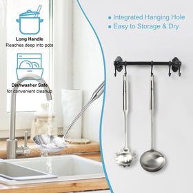 Mamajardin deep bowl ladle capturing generous servings of soup.