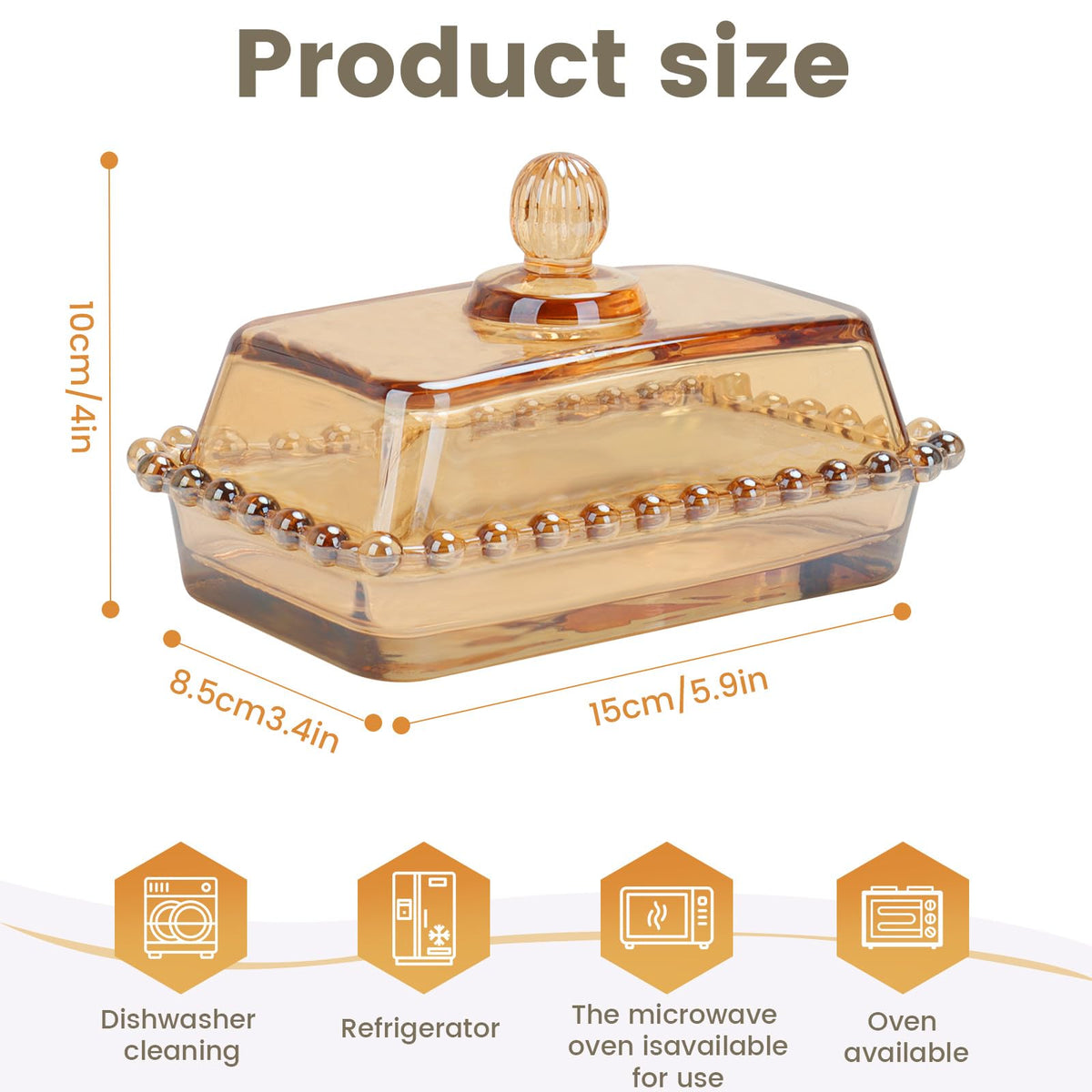 Mamalucky antique butter dish bottom detail highlights generous 8oz capacity.