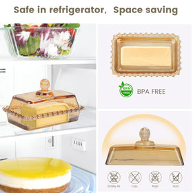Mamalucky butter dish with lid open for easy butter serving.