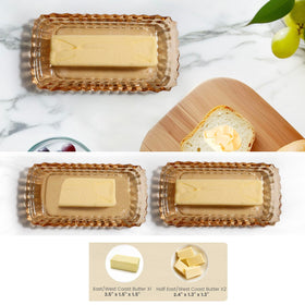 Mamalucky butter dish stored in the fridge keeps butter organized.