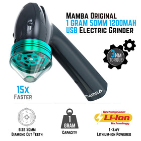 Mamba 1g capacity grinder ideal for precise herb portions and fresh aroma.